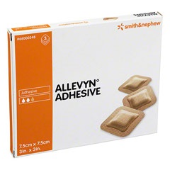 MEDICAZIONE IDROCELLULARE ADESIVA STERILE ALLEVYN ADHESIVE ALTAMENTE ASSORBENTE IN SCHIUMA DI POLIURETANO A STRUTTURA TRISTRATIFICATA 7,5X7,5CM 3 PEZZI - farmaidea24.com