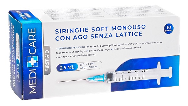 SIRINGA SOFT CAPACITA' 2,5ML AGO GAUGE 23 CONFEZIONE 10 PEZZI GAMMADIS - farmaidea24.com