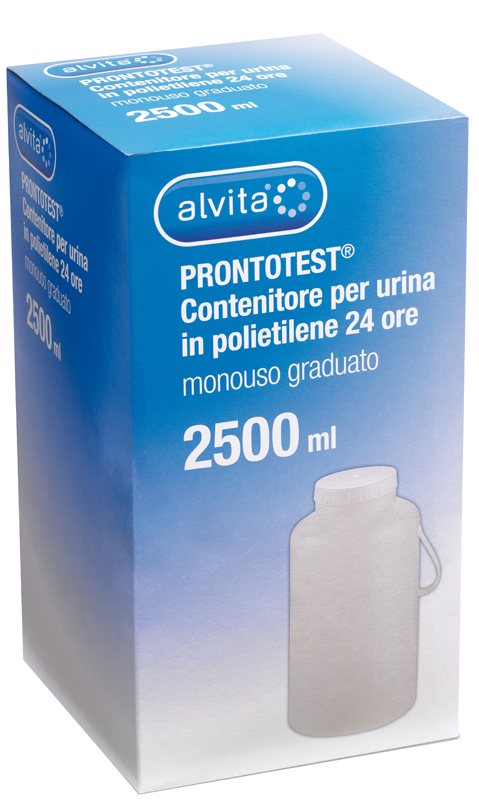 CONTENITORE PER URINA ALVITA PRONTOTEST IN POLIETILENE 24 ORE GRADUATO 2500ML - farmaidea24.com