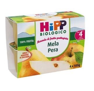 HIPP BIO FRUTTA GRATTUGGIATA MELA PERA 4X100 G - farmaidea24.com