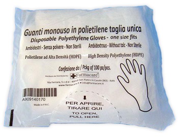 GUANTO MONOUSO IN PVC MISURA UNICA 100 PEZZI - farmaidea24.com