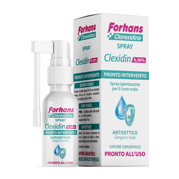 COLLUTORIO SPRAY CON CLOREXIDINA FORHANS CLEXIDIN 50ML - farmaidea24.com