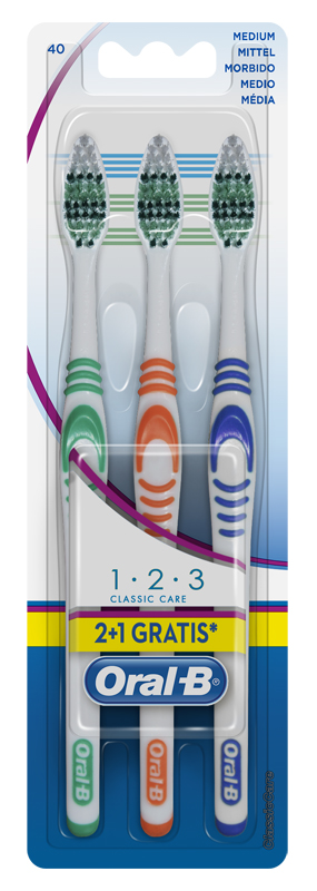 ORALB 123 CLASSIC CARE SPAZZOLINO MANUALE 3 PEZZI - farmaidea24.com