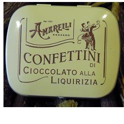 CONFETTINI DI FINISSIMO CIOCCOLATO AL LATTE ALLA LIQUIRIZIA 24 PEZZI SCATOLA DI METALLO 20 G - farmaidea24.com