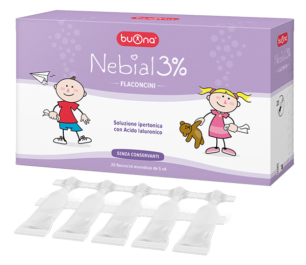 NEBIAL FLACONCINI SOLUZIONE SALINA IPERTONICA DI SODIO CLORURO AL 3% CON ACIDO IALURONICO 20X5 ML - farmaidea24.com
