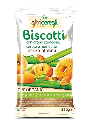 ALTRICEREALI BISCOTTI DI GRANO SARACENO CON CAROTA E MANDORLE BIO 250 G - farmaidea24.com