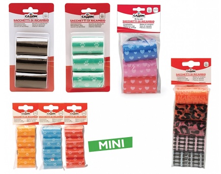 SACCHETTI RICARICA COLORATI 8 CONFEZIONI DA 10 ROTOLI COMPOSTI DA 20 SACCHETTI - farmaidea24.com