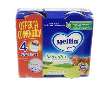 MELLIN OMOGENEIZZATO VITELLO 4 PEZZI X 80 G - farmaidea24.com
