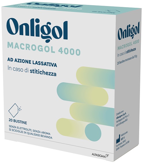 ONLIGOL MACROGOL 4000 20 BUSTINE 10 G SENZA ZUCCHERO - farmaidea24.com