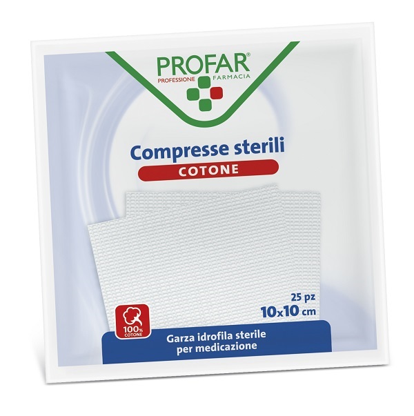 GARZA IDROFILA PROFAR COMPRESSA STERILE 10X10 CM 25 PEZZI - farmaidea24.com