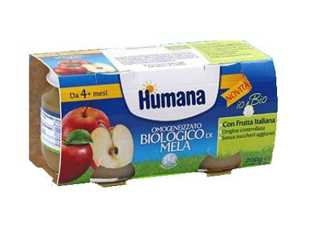 HUMANA OMOGENEIZZATO MELA BIO 2 VASETTI 100G - farmaidea24.com