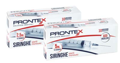 SIRINGA PRONTEX 2,5 ML AGO IND 10 PEZZI - farmaidea24.com