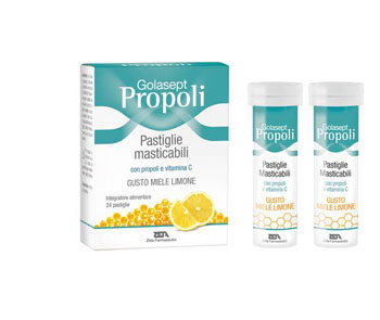 GOLASEPT PROPOLI 24 COMPRESSE MASTICABILI MIELE LIMONE - farmaidea24.com