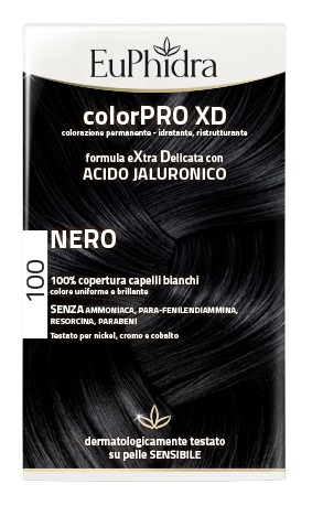 EUPHIDRA COLORPRO XD 100 NERO GEL COLORANTE CAPELLI IN FLACONE + ATTIVANTE + BALSAMO + GUANTI - farmaidea24.com