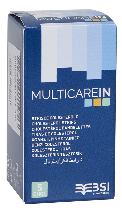 TEST COLESTEROLEMIA MULTICARE IN COLESTEROLO IN STRISCE CON ASPIRAZIONE CAPILLARE 5 PEZZI - farmaidea24.com