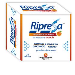 RIPRESA 30BUST 10G INTEGRATORE ALIMENTARE DI MAGNESIO E POTASSIO BUSTINE EFFERVESCENTI UTILE NEGLI STATI DI STANCHEZZA - farmaidea24.com