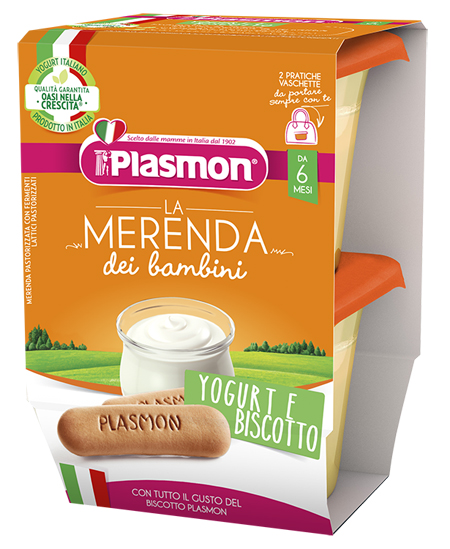 PLASMON LA MERENDA DEI BAMBINI SAPORE DI NATURA YOGURT BISCOTTO ASETTICO 2 X 120 G - farmaidea24.com
