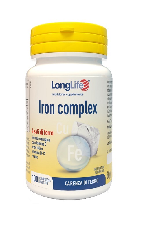 LONGLIFE IRON COMPLEX 100 COMPRESSE RIVESTITE - farmaidea24.com