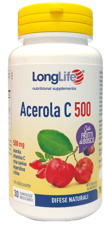 LONGLIFE ACEROLA C500 FRUTTI DI BOSCO 30 COMPRESSE MASTICABILI - farmaidea24.com