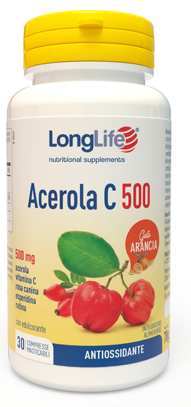 LONGLIFE ACEROLA C500 ARANCIA 30 COMPRESSE MASTICABILI - farmaidea24.com