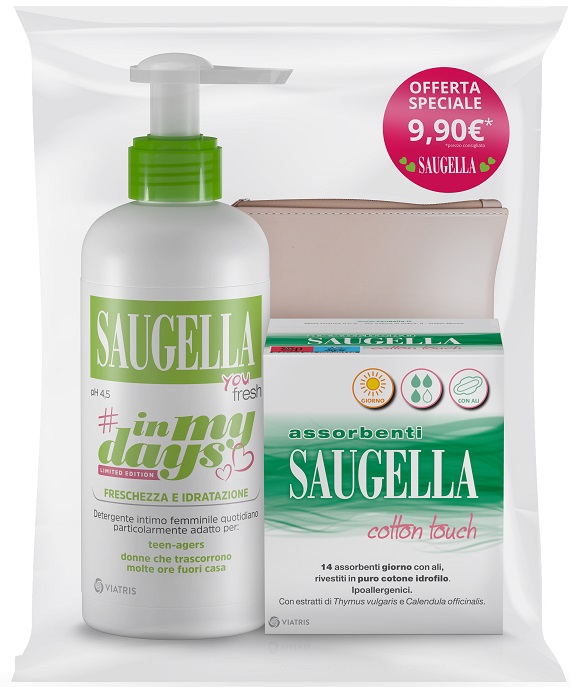 SAUGELLA IN MY DAYS BUNDLE YOU FRESH + ASSORBENTI GIORNO 14 PEZZI + PORTA ASSORBENTI - farmaidea24.com