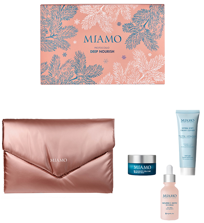 MIAMO COFANETTO PROTOCOLLO DEEP NOURISH 1 HYDRA SOFT CREAMY CLEANSER 50 ML + 1 NOURISH 3-BIOTIC RICH SERUM 30 ML + 1 LONGEVITY CELL-CARE DEEP BALM CREAM 10 ML - farmaidea24.com