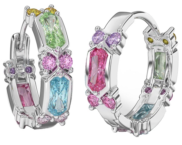 BJT414 ORECCHINI RING/CRISTALLI MULTICOLOR 19MM STAINLESS STEEL - farmaidea24.com