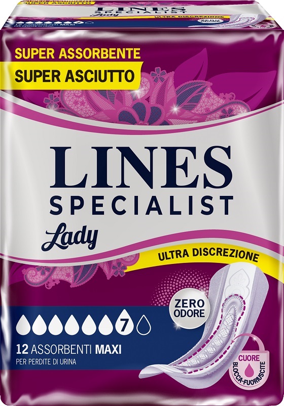 ASSORBENTI PER INCONTINENZA LINES SPECIALIST LADY 12 PEZZI - farmaidea24.com