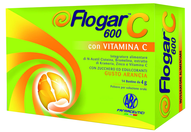 FLOGAR  C 600 CON VITAMINA C 14 BUSTINE GUSTO ARANCIA - farmaidea24.com