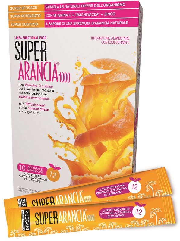 SUPER ARANCIA 1000 10 STICK PACK MONODOSE DA 3,7G INTEGRATORE ALIMENTARE CON EDULCORANTE - farmaidea24.com