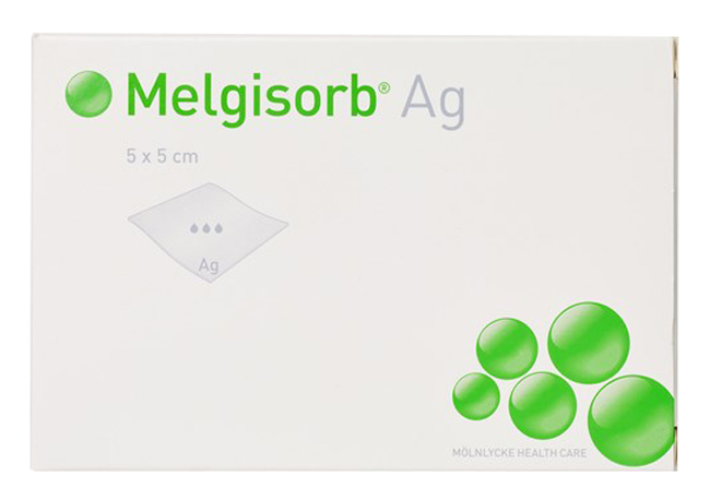 MELGISORB AG MEDICAZIONE ANTIMICROBICA ASSORBENTE IN FIBRE DI ALGINATO CON CARBOSSIMETILCELLULOSA 5X5CM 10 PEZZI - farmaidea24.com