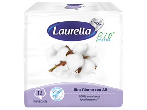 ASSORBENTE LAURELLA IN COTONE ULTRA GIORNO CON ALI 12 PEZZI - farmaidea24.com