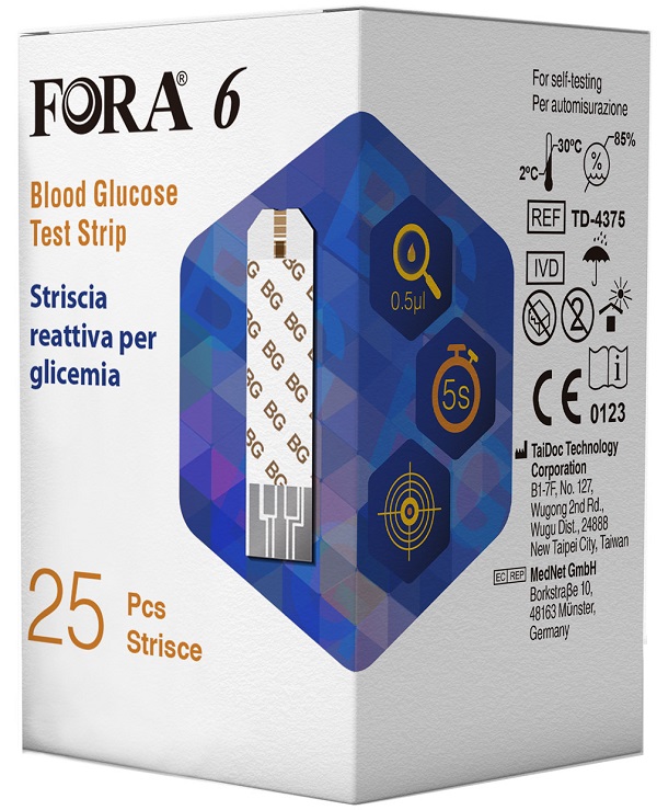 STRISCE MISURAZIONE GLICEMIA FORA 6 CONNECT BOX DA 25 PEZZI - farmaidea24.com