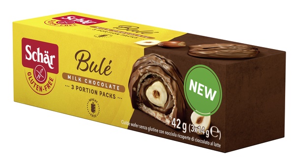 SCHAR BULE' CIALDE WAFER CON NOCCIOLA RICOPERTE DI CIOCCOLATO AL LATTE 3 PORZIONI DA 14 G - farmaidea24.com