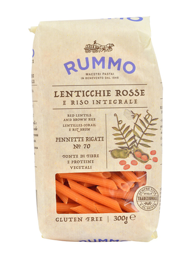 RUMMO PENNETTE RIGATE N 70 LENTICCHIE ROSSE E RISO INTEGRALE 300 G - farmaidea24.com