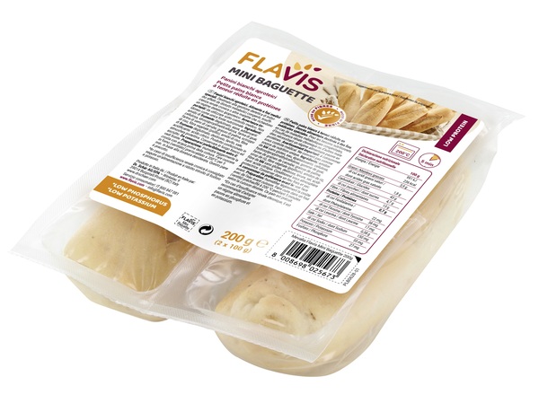 FLAVIS MINI BAGUETTE PANINI BIANCHI APROTEICI 2 PEZZI DA 100 G - farmaidea24.com