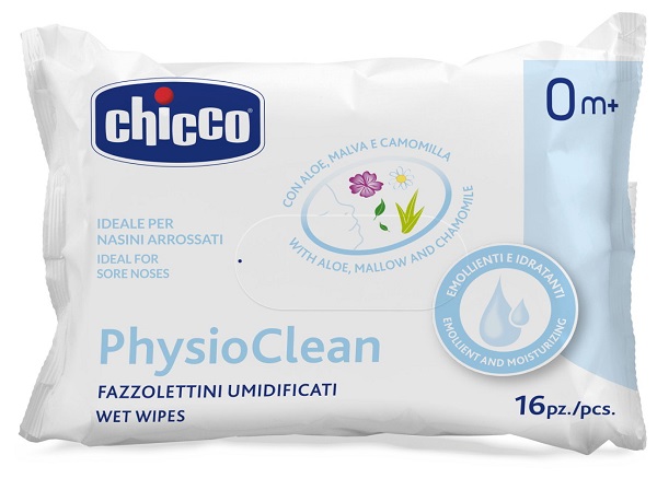 CHICCO FAZZOLETTINI UMIDIFICATI PHYSIOCLEAN 16 PEZZI - farmaidea24.com