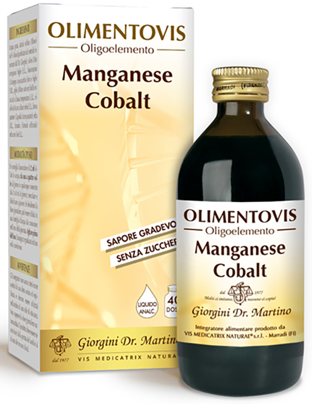 OLIMENTOVIS OLIGOELEMENTO MANGANESE COBALT LIQUIDO ANALCOLICO SENZA ZUCCHERI 200 ML 40 DOSI - farmaidea24.com