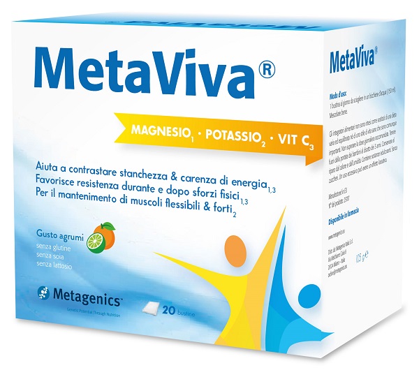 METAVIVA MAGNESIO POTASSIO VITAMINA C 20 BUSTINE - farmaidea24.com