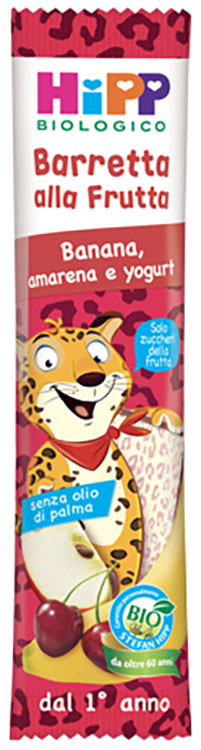 HIPP BIO BARRETTA ALLA FRUTTA BANANA/AMARENA/YOGURT 23 G - farmaidea24.com