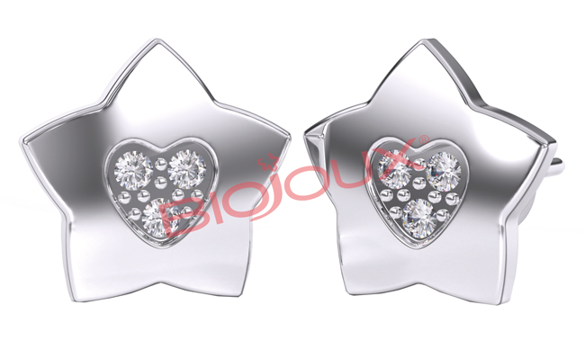ORECCHINO STERILE BJT716 STS STAR/HEART - farmaidea24.com