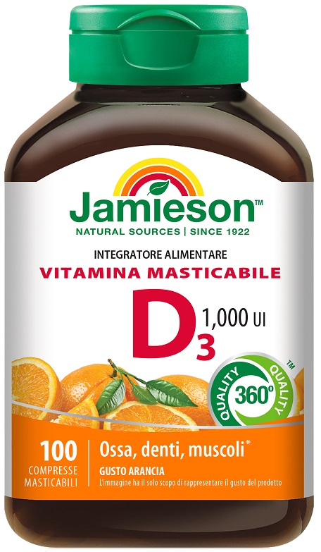 JAMIESON VITAMINA D MASTICABILE ARANCIA 100 COMPRESSE - farmaidea24.com