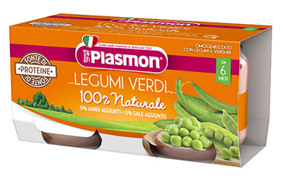PLASMON OMOGENEIZZATO LEGUMI VERDI 2X80 G - farmaidea24.com