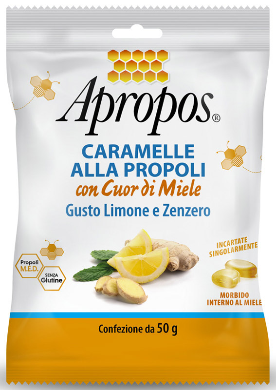 APROPOS CARAMELLE DURE LIMONE/ZENZERO CUOR DI MIELE 50 G - farmaidea24.com