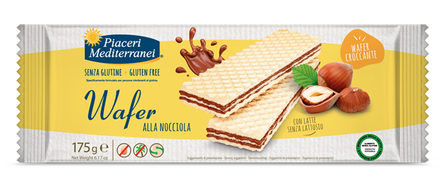 PIACERI MEDITERRANEI WAFER NOCCIOLA 175 G - farmaidea24.com