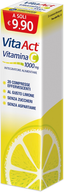 VITA ACT VITAMINA C 1000MG 20 COMPRESSE EFFERVESCENTI LIMONE - farmaidea24.com