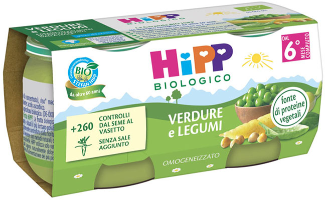 HIPP BIO OMOGENEIZZATO VERDURE/LEGUMI 2X80 G - farmaidea24.com