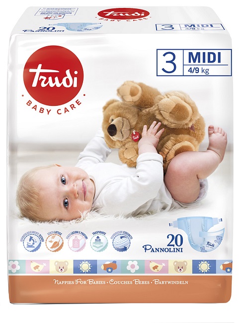 TRUDI BABY CARE PANNOLINO BAMBINI MIDI 4/9 KG 20 PEZZI - farmaidea24.com