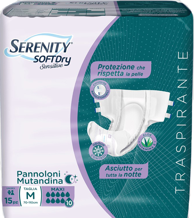PANNOLONE MUTANDINA SERENITY SD SENSITIVE MAXI M 15 PEZZI - farmaidea24.com