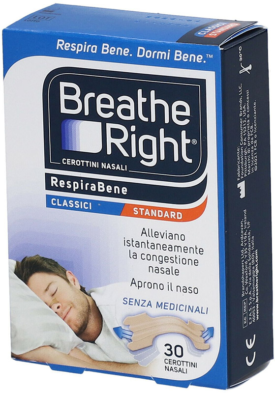 CEROTTI NASALI BREATHE RIGHT CLASSICI 30 PEZZI - farmaidea24.com